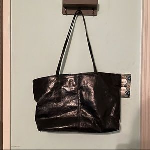 Latico Scalloped Smooth Shiny Leather Tote